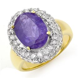 Genuine 5.40ct Tanzanite & Diamond Ring 14K Yellow Gold