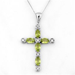 Genuine 2.15 ctw Peridot & Diamond Necklace White Gold
