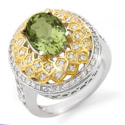 Genuine 4.05 ctw Green Tourmaline & Diamond Ring Gold