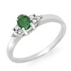 Image 1 : Genuine 0.37 ctw Emerald & Diamond Ring 10K White Gold