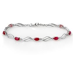 Genuine 3.02 ctw Ruby & Diamond Bracelet White Gold