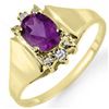 Image 1 : Genuine 0.78 ctw Amethyst & Diamond Ring 10K Yellow Gold