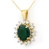 Image 1 : Genuine 4.20 ctw Emerald & Diamond Pendant Yellow Gold