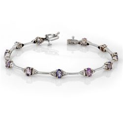 Genuine 2.30 ctw Tanzanite & Diamond Bracelet 14K Gold