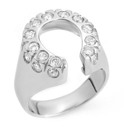 Natural 1.25 ctw Diamond Horse-shoe Ring 14K White Gold