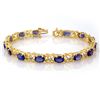 Image 1 : Genuine 12.05 ctw Tanzanite & Diamond Bracelet 10K Gold