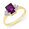Image 1 : Genuine 1.16ctw Amethyst & Diamond Ring 10K Yellow Gold