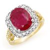 Image 1 : Genuine 9.40 ctw Ruby & Diamond Ring 14K 2tone Gold