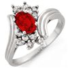 Image 1 : Genuine 1.0 ctw Red Sapphire & Diamond Ring 10K Gold