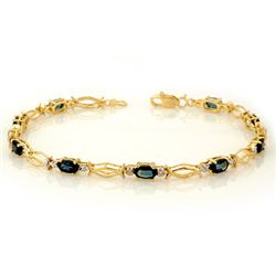 Genuine 3.25 ctw Blue Sapphire Bracelet 10K Yellow Gold