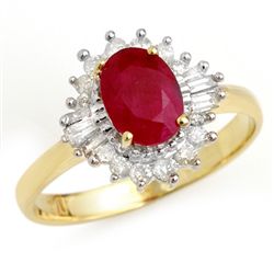 Genuine 1.55 ctw Ruby & Diamond Ring 10K Yellow Gold