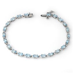 Genuine 8.08 ctw Blue Topaz Bracelet 10K White Gold
