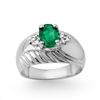 Genuine 1.62 ctw Emerald & Diamond Ring 10K White Gold
