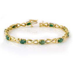 Genuine 5.85 ctw Emerald & Diamond Bracelet Yellow Gold