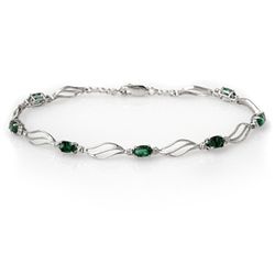 Genuine 2.02 ctw Emerald & Diamond Bracelet White Gold