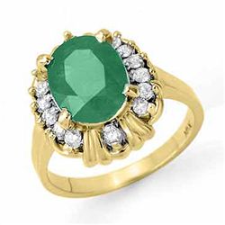 Genuine 3.08 ctw Emerald & Diamond Ring 10K Yellow Gold