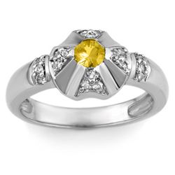 Genuine 0.37 ctw Yellow Sapphire & Diamond Ring 14k Gold