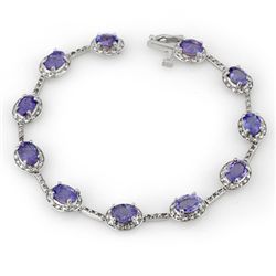 Genuine 11.4 ctw Tanzanite & Diamond Bracelet 10K Gold