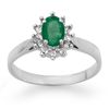 Image 1 : Genuine 0.70 ctw Emerald & Diamond Ring 14K White Gold