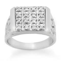 Natural 0.50 ctw Diamond Men's Ring 10K White Gold