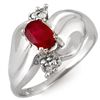 Image 1 : Genuine 0.79 ctw Ruby & Diamond Ring 10K White Gold