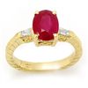 Image 1 : Genuine 3.7 ctw Ruby & Diamond Ring 10K Yellow Gold
