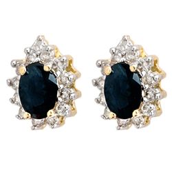 Genuine 5.46 ctw Sapphire & Diamond Earrings 14k Gold