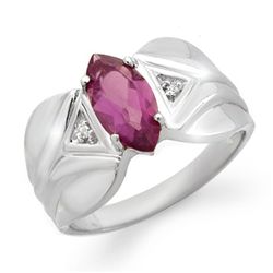 Genuine 1.08 ctw Amethyst & Diamond Ring White Gold