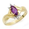 Image 1 : Genuine 0.52ctw Amethyst & Diamond Ring 10K Yellow Gold