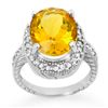 Image 1 : Genuine 6.0 ctw Citrine & Diamond Ring 14K White Gold