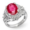 Image 1 : Genuine 6.15 ctw Ruby & Diamond Ring 14K White Gold