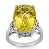 Image 1 : Genuine 12.2 ctw Lemon Topaz & Diamond Ring 14K Gold