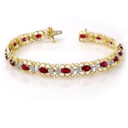 Genuine 4.22 ctw Ruby & Diamond Bracelet Yellow Gold