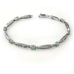 Genuine 2.07 ctw Emerald & Diamond Bracelet White Gold