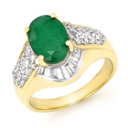 Genuine 2.57 ctw Emerald & Diamond Ring 14K Yellow Gold