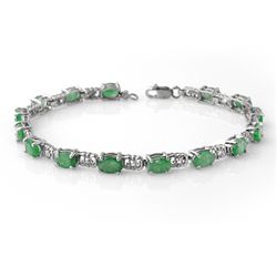Genuine 8.10 ctw Emerald Bracelet 10K White Gold