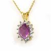 Image 1 : Genuine 1.0 ctw Amethyst & Diamond Pendant Yellow Gold