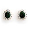 Image 1 : Genuine 3.85 ctw Emerald & Diamond Earrings Yellow Gold
