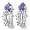 Image 1 : Genuine 0.80 ctw Tanzanite & Diamond Earrings 10K Gold
