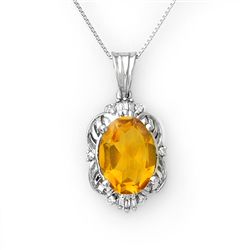 Genuine 5.80 ctw Citrine & Diamond Necklace White Gold