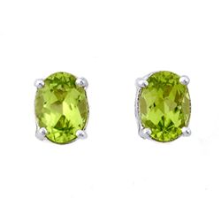 Genuine 2.0 ctw Peridot Stud Earrings 14K White Gold