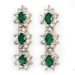 Genuine 2.52 ctw Emerald & Diamond Earrings Yellow Gold