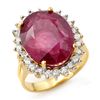 Image 1 : Genuine 12 ctw Ruby & Diamond Ring 14K Yellow Gold