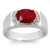 Image 1 : Genuine 3.1 ctw Ruby & Diamond Men's Ring 10K Gold