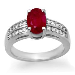 Genuine 3.38 ctw Ruby & Diamond Ring 14K White Gold