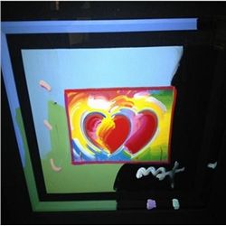 "Hearts" Peter Max Original Mixed Media