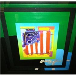 "Flag" Peter Max Original Mixed Media