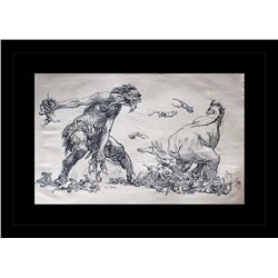 Antique Gallery Stamped Lithograph