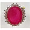 Image 1 : GOLD PLATED STERLING SILVER LADIES RUBY AND SAPPHIRE RING - SIZE 8.25