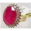 Image 2 : GOLD PLATED STERLING SILVER LADIES RUBY AND SAPPHIRE RING - SIZE 8.25